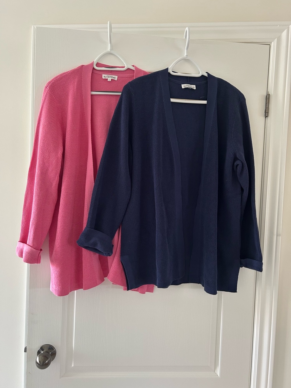 Northern Reflections Open-Front Cardigans in Pink & Navy